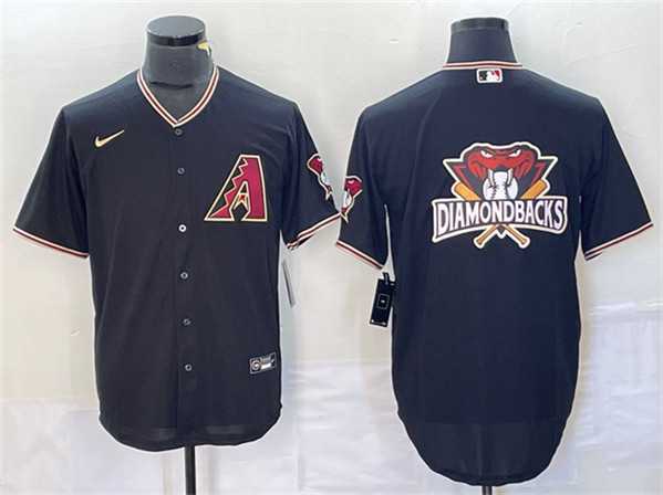 Men%27s Arizona Diamondbacks Black Team Big Logo Cool Base Stitched Baseball Jersey->nhl youth jerseys->NHL Jersey